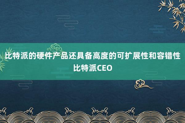 比特派的硬件产品还具备高度的可扩展性和容错性比特派CEO