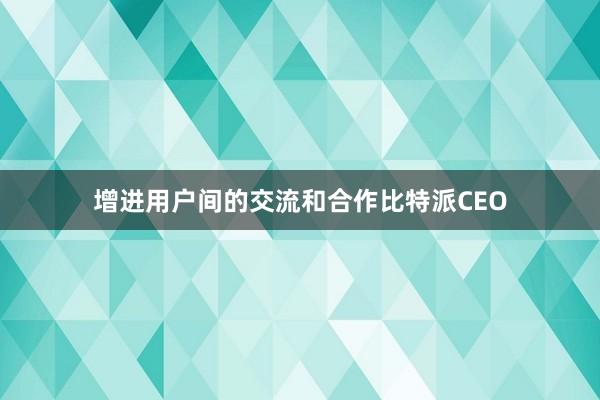 增进用户间的交流和合作比特派CEO