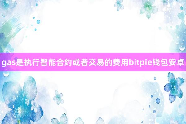 gas是执行智能合约或者交易的费用bitpie钱包安卓