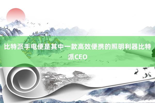 比特派手电便是其中一款高效便携的照明利器比特派CEO